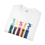 Colorful Skateboarder T-Shirt, Casual Skatewear, Unisex Gift, Summer Vibes, Skateboarding Apparel